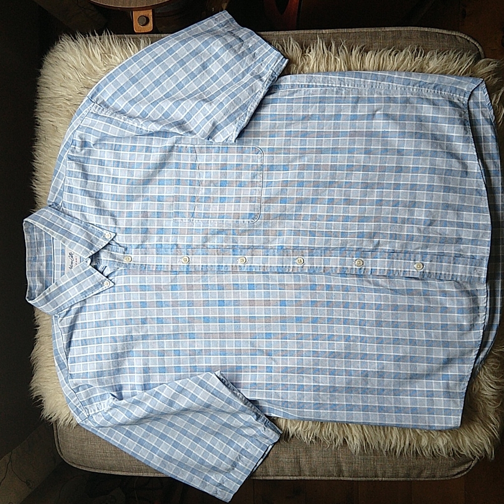 Arturo Calle Sport Blue Plaid Short Sleeve Button Down Shirt Xl